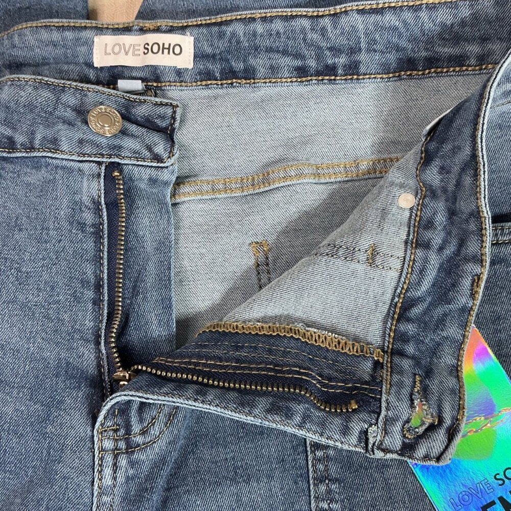 Love Soho Womens Size 22 Blue Cargo Straight Leg Denim Jeans - Picture 4 of 11